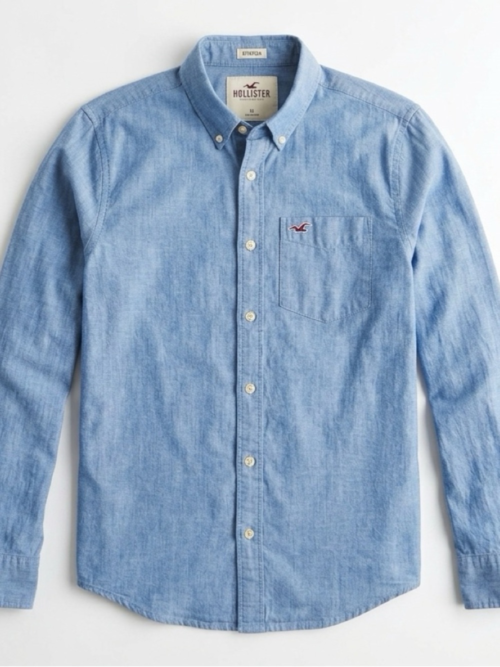 Hollister Light Blue Women's Button-Down Chambray Shirt